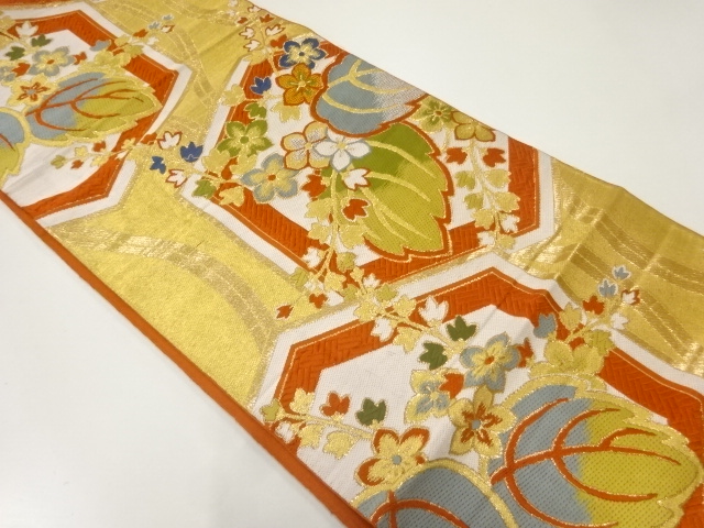 JAPANESE KIMONO / ANTIQUE FUKURO OBI / SILK / WOVEN KIKKO PATTERN